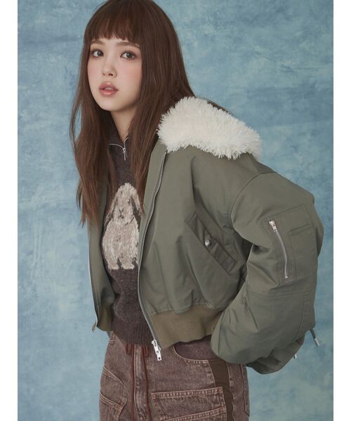 CALNAMUR（カルナムール）の「ラビットデザインショートニット（ニット/セーター・レディース・ライトグレー/ブラウン・FREE）」の5枚目の写真