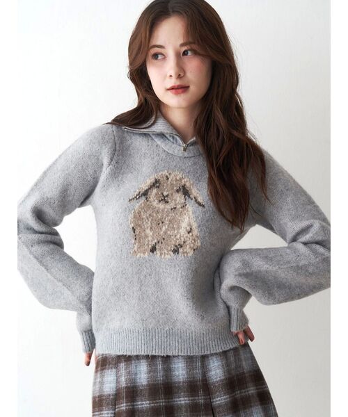 CALNAMUR（カルナムール）の「ラビットデザインショートニット（ニット/セーター・レディース・ライトグレー/ブラウン・FREE）」の11枚目の写真