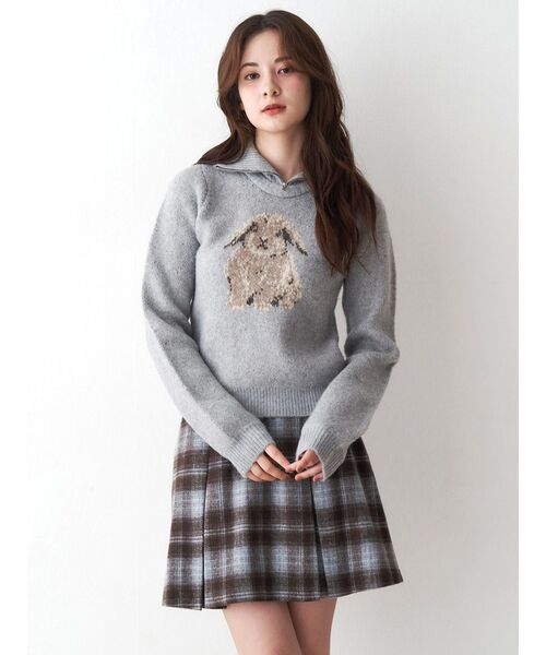 CALNAMUR（カルナムール）の「ラビットデザインショートニット（ニット/セーター・レディース・ライトグレー/ブラウン・FREE）」の12枚目の写真