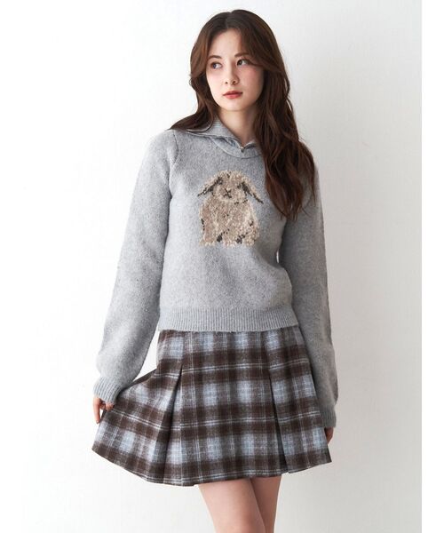 CALNAMUR（カルナムール）の「ラビットデザインショートニット（ニット/セーター・レディース・ライトグレー/ブラウン・FREE）」の13枚目の写真