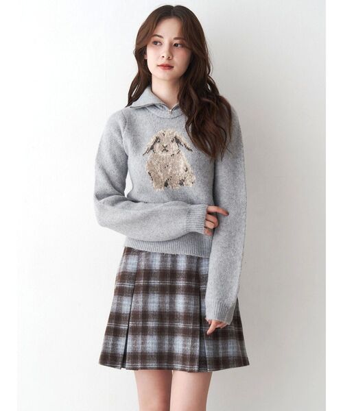 CALNAMUR（カルナムール）の「ラビットデザインショートニット（ニット/セーター・レディース・ライトグレー/ブラウン・FREE）」の14枚目の写真