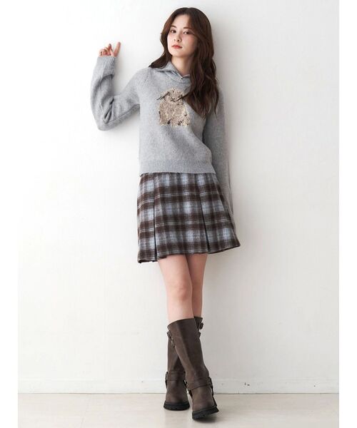 CALNAMUR（カルナムール）の「ラビットデザインショートニット（ニット/セーター・レディース・ライトグレー/ブラウン・FREE）」の16枚目の写真