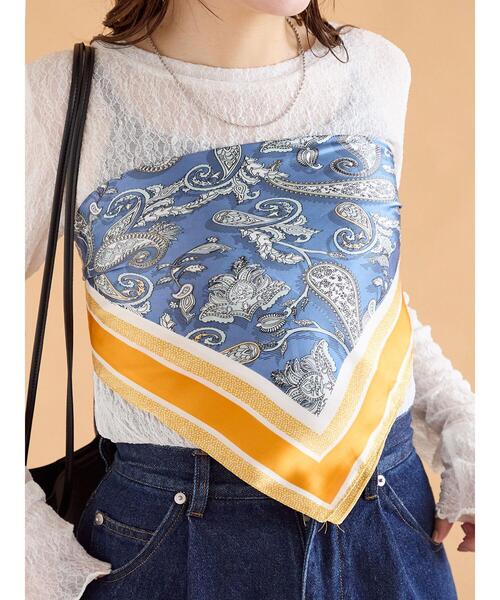 ehka sopo(エヘカソポ)の「ペイズリー柄スカーフ(ストール/ショール・レディース・ブルー・F)」の5枚目の写真