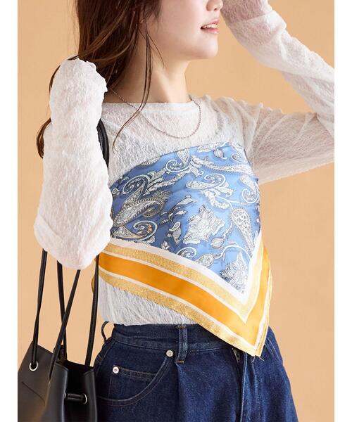 ehka sopo(エヘカソポ)の「ペイズリー柄スカーフ(ストール/ショール・レディース・ブルー・F)」の6枚目の写真