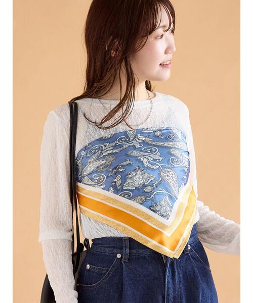 ehka sopo(エヘカソポ)の「ペイズリー柄スカーフ(ストール/ショール・レディース・ブルー・F)」の7枚目の写真