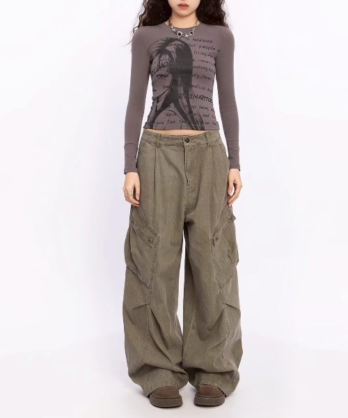 almo(アルモ)の「【LAMPOON】ピグメントダイカーゴパンツ(カーゴパンツ・レディース・カーキ/グレー・SMALL/MEDIUM/LARGE)」の1枚目の写真