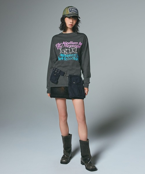 X-girl(エックスガール)の「LOGO PATCH 6PANEL CAP(キャップ・レディース・ブラック/カモフラージュ/パープル・ONE SIZE)」の12枚目の写真