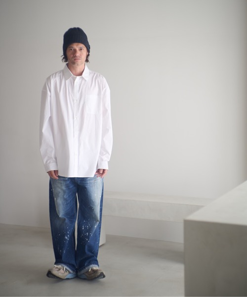 ADAM PATEK（アダムパテック）の「ADAMPATEK/James Fabric typewriter shirt/ジェームスファブリック刺繍入りタイプライターシャツ（シャツ/ブラウス・メンズ・ブラック/ホワイト/ベージュ・1/2）」の7枚目の写真