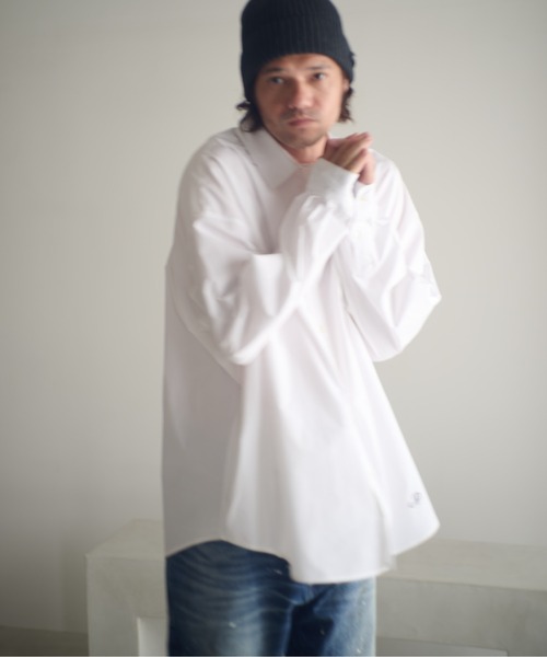 ADAM PATEK（アダムパテック）の「ADAMPATEK/James Fabric typewriter shirt/ジェームスファブリック刺繍入りタイプライターシャツ（シャツ/ブラウス・メンズ・ブラック/ホワイト/ベージュ・1/2）」の4枚目の写真