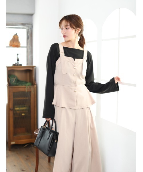 セール】ペプラムビスチェ風オールインワン（つなぎ/オールインワン