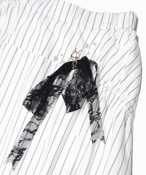 CRYSTAL BALL（クリスタルボール）の「Lace Ribbon Skirt（スカート・レディース・ホワイト系その他/チャコールグレー・FREE）」の4枚目の写真