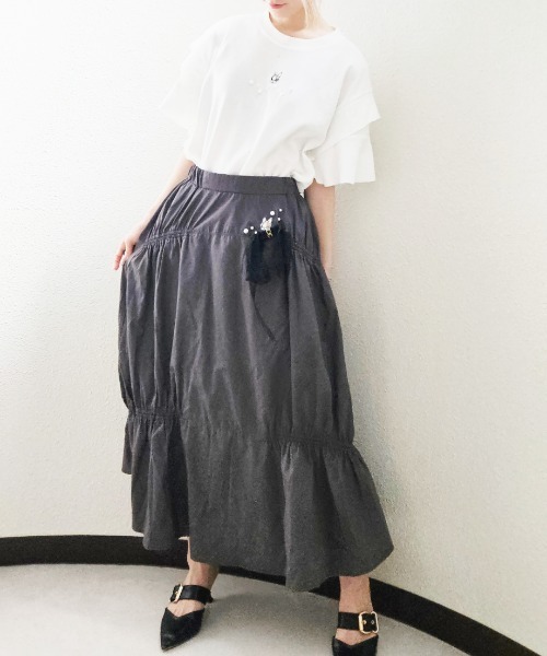 CRYSTAL BALL（クリスタルボール）の「Lace Ribbon Skirt（スカート・レディース・ホワイト系その他/チャコールグレー・FREE）」の14枚目の写真