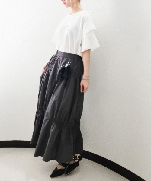 CRYSTAL BALL（クリスタルボール）の「Lace Ribbon Skirt（スカート・レディース・ホワイト系その他/チャコールグレー・FREE）」の16枚目の写真