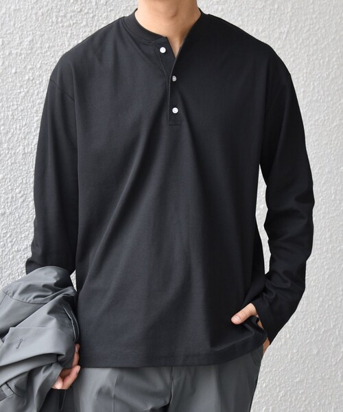 SHIPS any:〈抗菌防臭/遮熱等〉マルチファンクション ヘンリーネック T