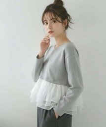長袖トレーナー フリル レイヤード スウェット