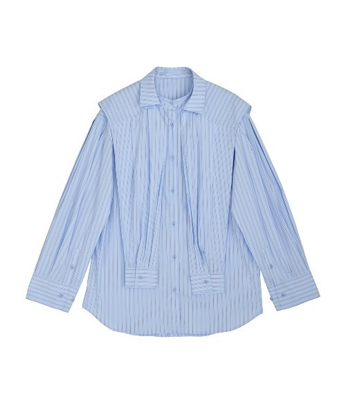 Ameri(アメリ)の「DOUBLE LAYER DESIGN SHIRT(シャツ/ブラウス・レディース・ホワイト/パープル/ストライプ・FREE)」の13枚目の写真