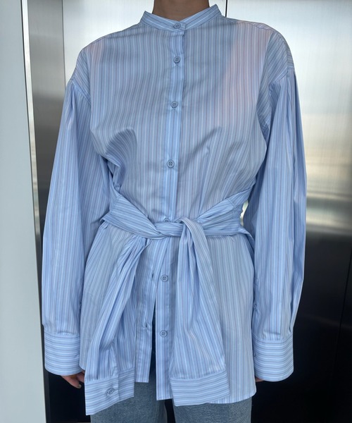 Ameri(アメリ)の「DOUBLE LAYER DESIGN SHIRT(シャツ/ブラウス・レディース・ホワイト/パープル/ストライプ・FREE)」の20枚目の写真