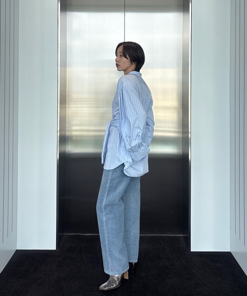 Ameri(アメリ)の「DOUBLE LAYER DESIGN SHIRT(シャツ/ブラウス・レディース・ホワイト/パープル/ストライプ・FREE)」の16枚目の写真