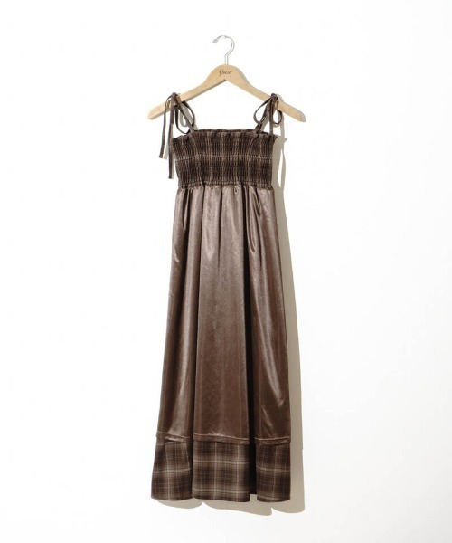 flower（フラワー）の「シックチェックワンピース（ワンピース・レディース・ブラウン/レッド・FREE）」の4枚目の写真