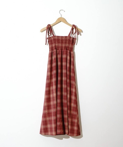 flower（フラワー）の「シックチェックワンピース（ワンピース・レディース・ブラウン/レッド・FREE）」の5枚目の写真