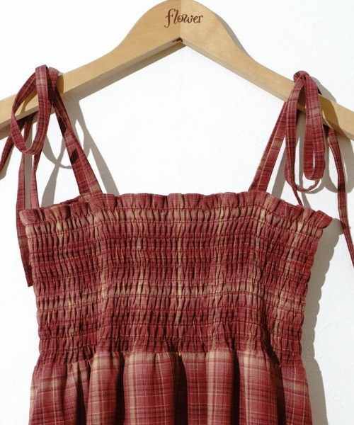 flower（フラワー）の「シックチェックワンピース（ワンピース・レディース・ブラウン/レッド・FREE）」の6枚目の写真