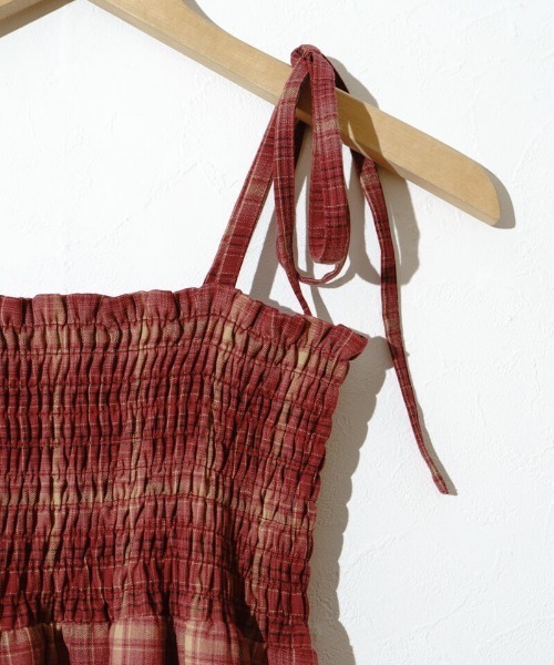 flower（フラワー）の「シックチェックワンピース（ワンピース・レディース・ブラウン/レッド・FREE）」の7枚目の写真