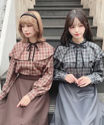 F i.n.t | 【セットアップ対応】ケープ付きチェックブラウス(シャツ/ブラウス)