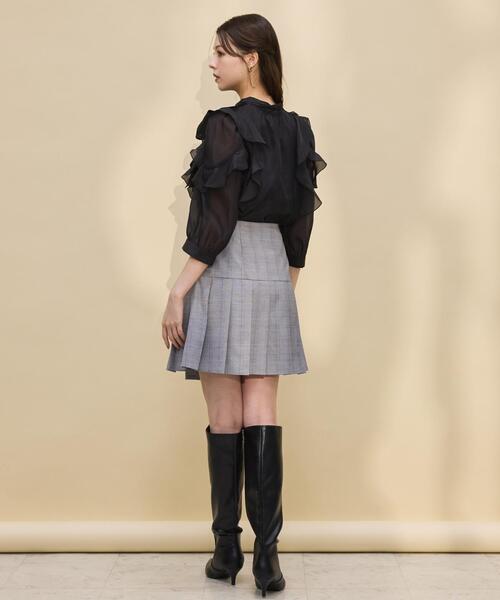 SWINGLE（スウィングル）の「金ボタンアシメプリーツスカート（スカート・レディース・ダークブルー/ブラック系その他5・SMALL/MEDIUM）」の8枚目の写真