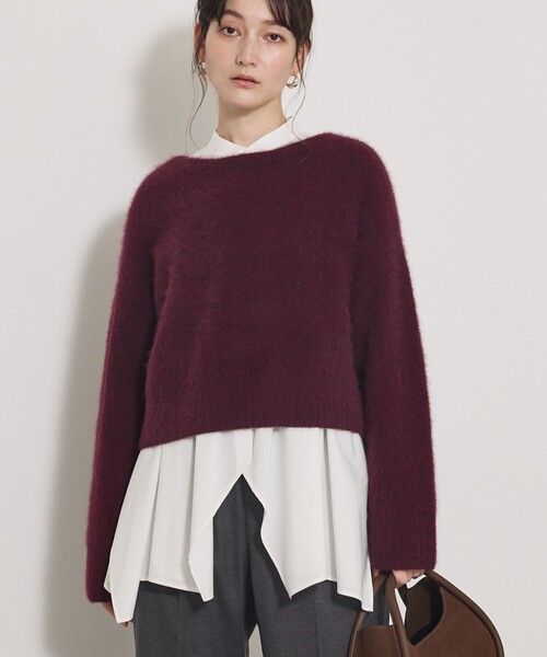qualite(カリテ)の「「上質な肌ざわり」フォックスウールショートプルオーバー/ニット/秋服/冬服/バーガンディ/ハイゲージニット(ニット/セーター・レディース・チャコールグレー/グリーン/アイボリー/ワイン・フリー)」の4枚目の写真