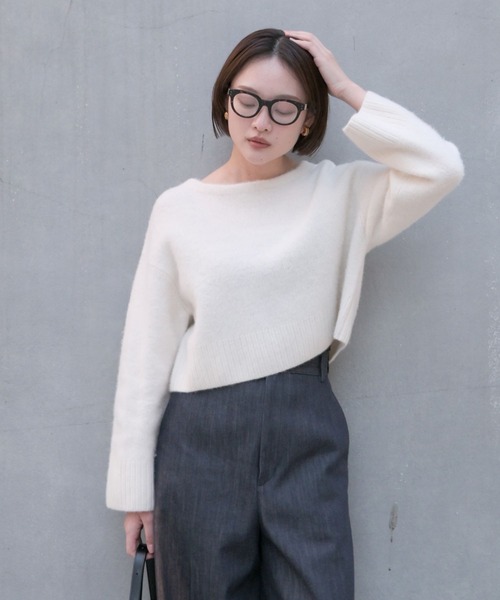qualite(カリテ)の「「上質な肌ざわり」フォックスウールショートプルオーバー/ニット/秋服/冬服/バーガンディ/ハイゲージニット(ニット/セーター・レディース・チャコールグレー/グリーン/アイボリー/ワイン・フリー)」の9枚目の写真