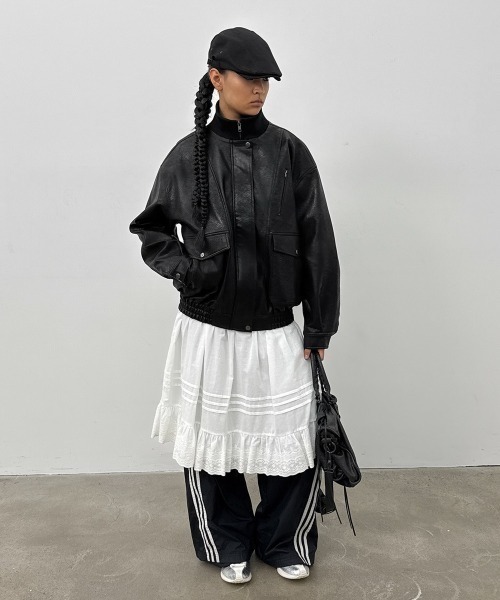 セール】[MADE] クルジェハイネックレザージャンパー（ライダース