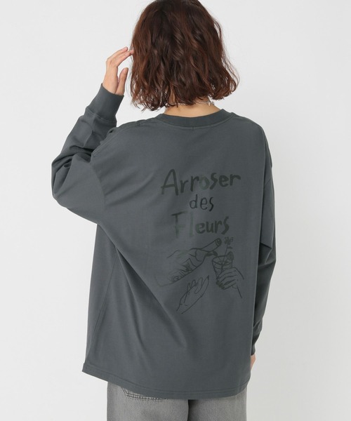 studio CLIP(スタディオクリップ)の「ハンドグラフィックロングスリーブTシャツ(Tシャツ/カットソー・レディース・オフホワイト/ライトグリーン/チャコール・FREE)」の1枚目の写真