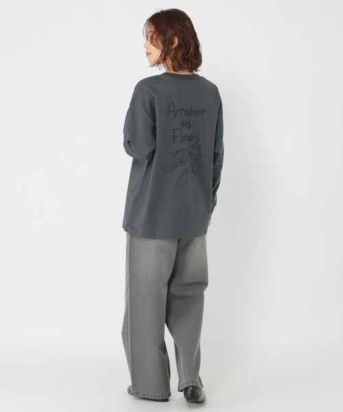 studio CLIP(スタディオクリップ)の「ハンドグラフィックロングスリーブTシャツ(Tシャツ/カットソー・レディース・オフホワイト/ライトグリーン/チャコール・FREE)」の9枚目の写真