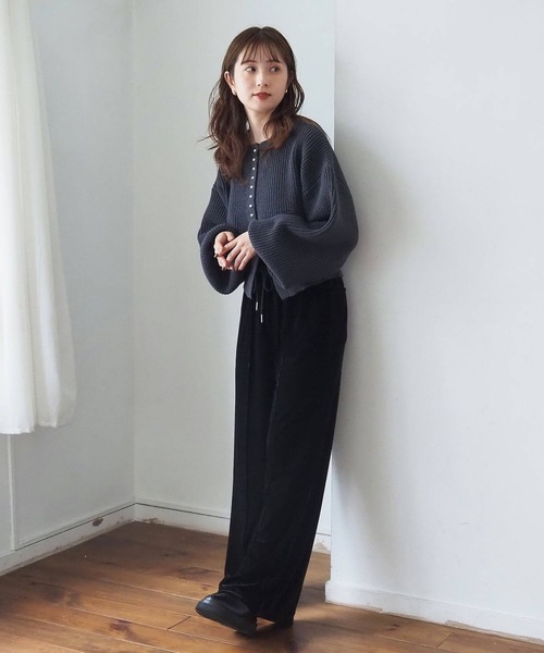 セール】ベロアピンタックワイドパンツ（スウェットパンツ）｜tiptop