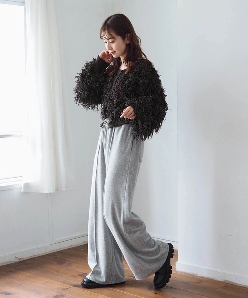 tiptop（ティップトップ）の「ベロアピンタックワイドパンツ（スウェットパンツ・レディース・グレー/ブラック・FREE）」の15枚目の写真