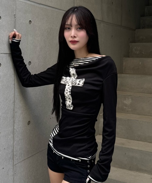 fuwafuwa zip layered top（Tシャツ/カットソー）｜ZIPPER CLUB
