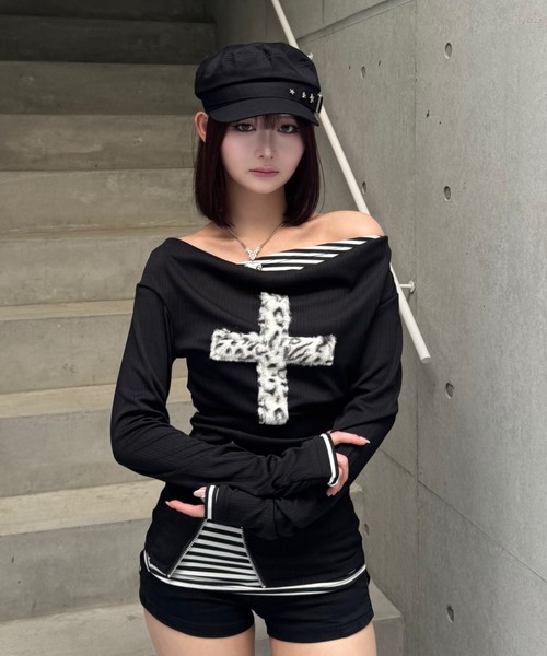 fuwafuwa zip layered top（Tシャツ/カットソー）｜ZIPPER CLUB