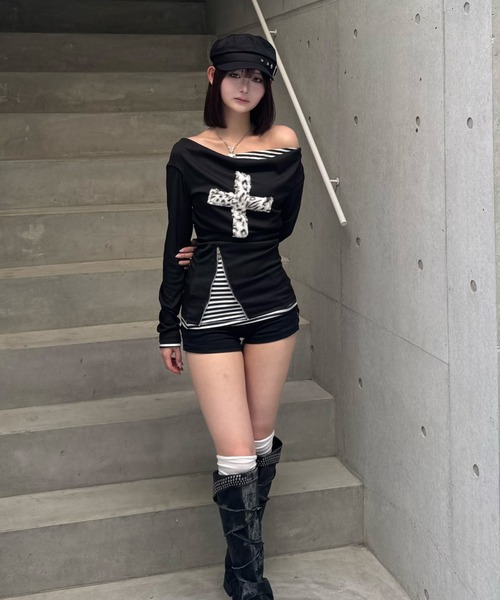 fuwafuwa zip layered top（Tシャツ/カットソー）｜ZIPPER CLUB