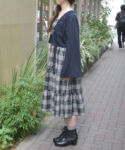 axes femme(アクシーズファム)の「レイヤード風ティアードワンピース(ワンピース・レディース・ネイビー/ブラック/ワイン・FREE)」の18枚目の写真