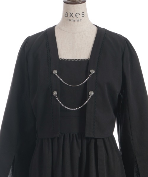 axes femme(アクシーズファム)の「レイヤード風ティアードワンピース(ワンピース・レディース・ネイビー/ブラック/ワイン・FREE)」の5枚目の写真