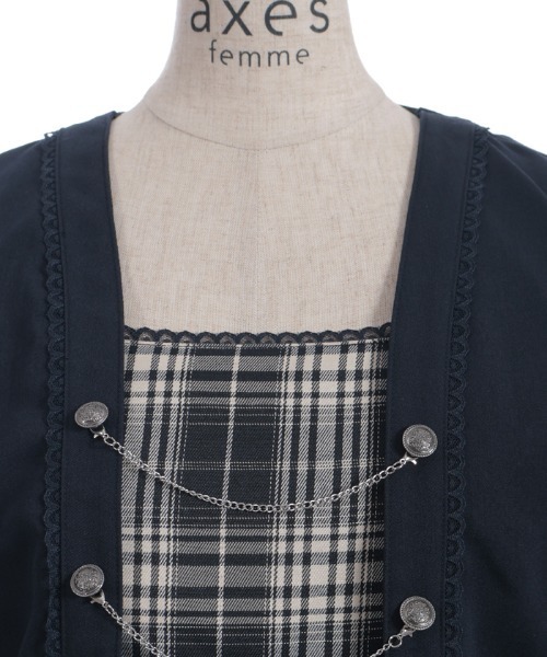 axes femme(アクシーズファム)の「レイヤード風ティアードワンピース(ワンピース・レディース・ネイビー/ブラック/ワイン・FREE)」の6枚目の写真