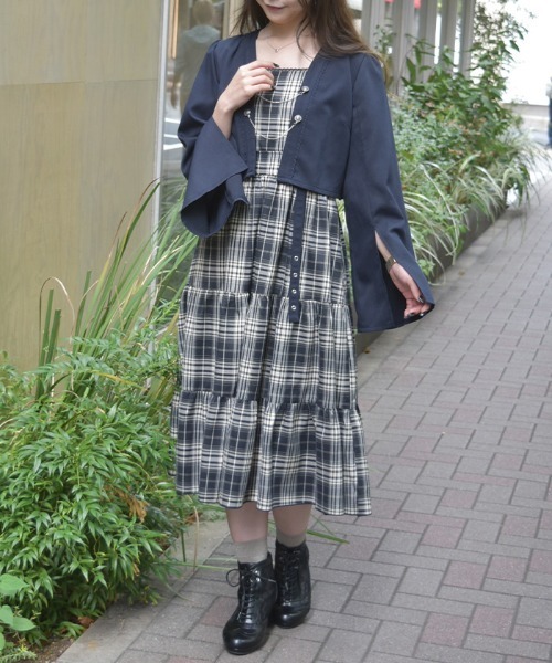 axes femme(アクシーズファム)の「レイヤード風ティアードワンピース(ワンピース・レディース・ネイビー/ブラック/ワイン・FREE)」の9枚目の写真