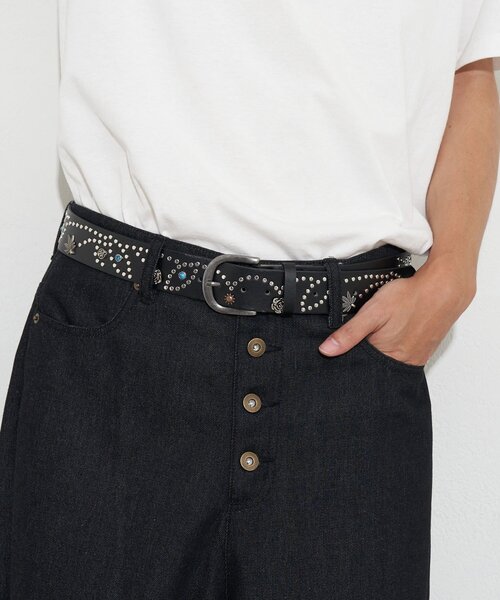 CIAOPANIC（チャオパニック）の「ヴィンテージライクスタッズベルト（ベルト・メンズ・ブラック・FREE）」の2枚目の写真