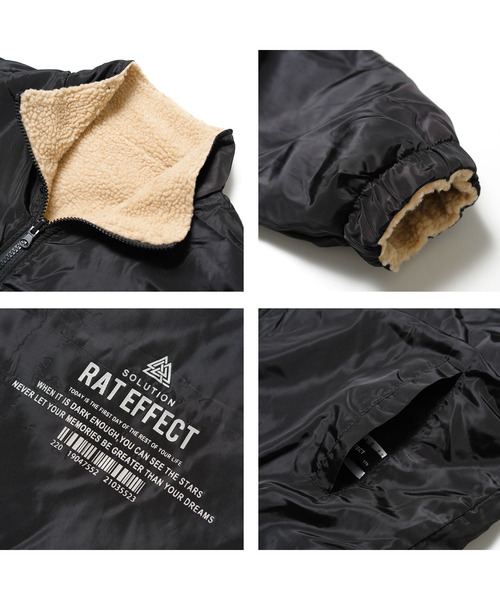RAT EFFECT(ラットエフェクト)の「リバーシブルボアジャケット(ブルゾン・キッズ・ブラック×ブラック/ベージュ×ブラック・160/150/140/130/170)」の14枚目の写真