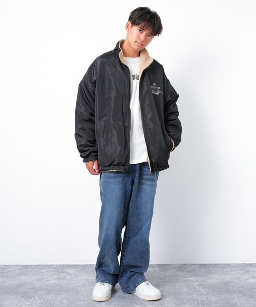 RAT EFFECT(ラットエフェクト)の「リバーシブルボアジャケット(ブルゾン・キッズ・ブラック×ブラック/ベージュ×ブラック・160/150/140/130/170)」の16枚目の写真