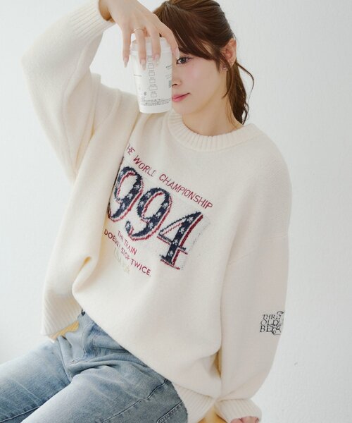 Another Branch olive des olive（アナザーブランチオリーブデオリーブ）の「USAニット（ニット/セーター・レディース・アイボリー/その他1/ネイビー/その他2・FREE）」の3枚目の写真