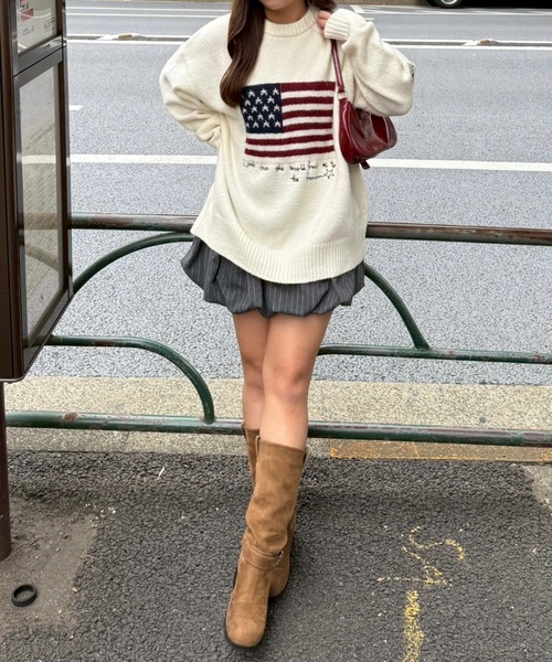 Another Branch olive des olive（アナザーブランチオリーブデオリーブ）の「USAニット（ニット/セーター・レディース・アイボリー/その他1/ネイビー/その他2・FREE）」の6枚目の写真