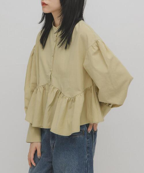 KBF（ケイビーエフ）の「アシンメトリースイッチングブラウス（シャツ/ブラウス・レディース・イエロー系その他/アイボリー/チャコールグレー・ONE）」の12枚目の写真