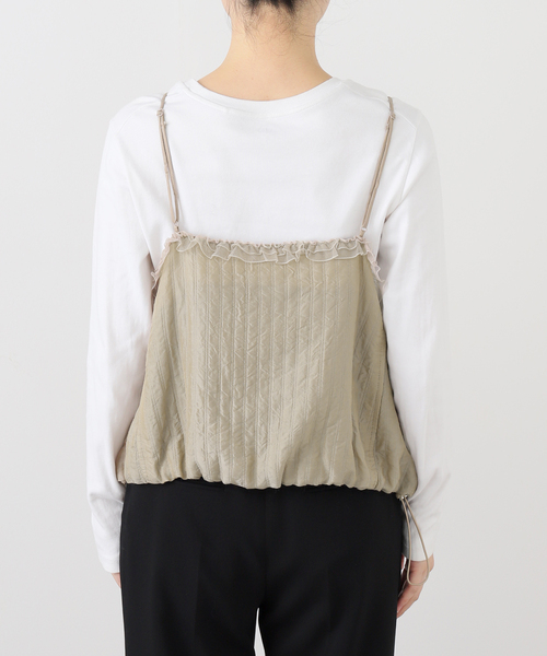 AP STUDIO（エーピーストゥディオ）の「【StandAlone/スタンド アローン】LACE TRIMMED SMOCKING TOP（キャミソール・レディース・カーキ・FREE）」の18枚目の写真