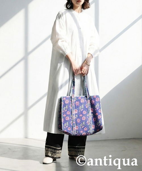 antiqua（アンティカ）の「花柄 キルティング トートバッグ（トートバッグ・レディース・ネイビー/ブルー・FREE）」の12枚目の写真